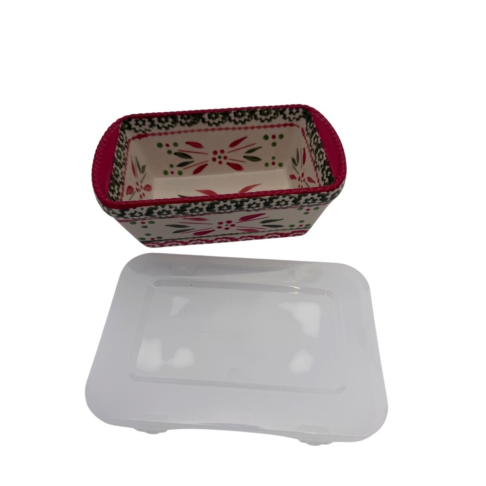 Temp-tations by Tara Holiday 12 oz Ceramic Mini Loaf Pan with‎ Lid
